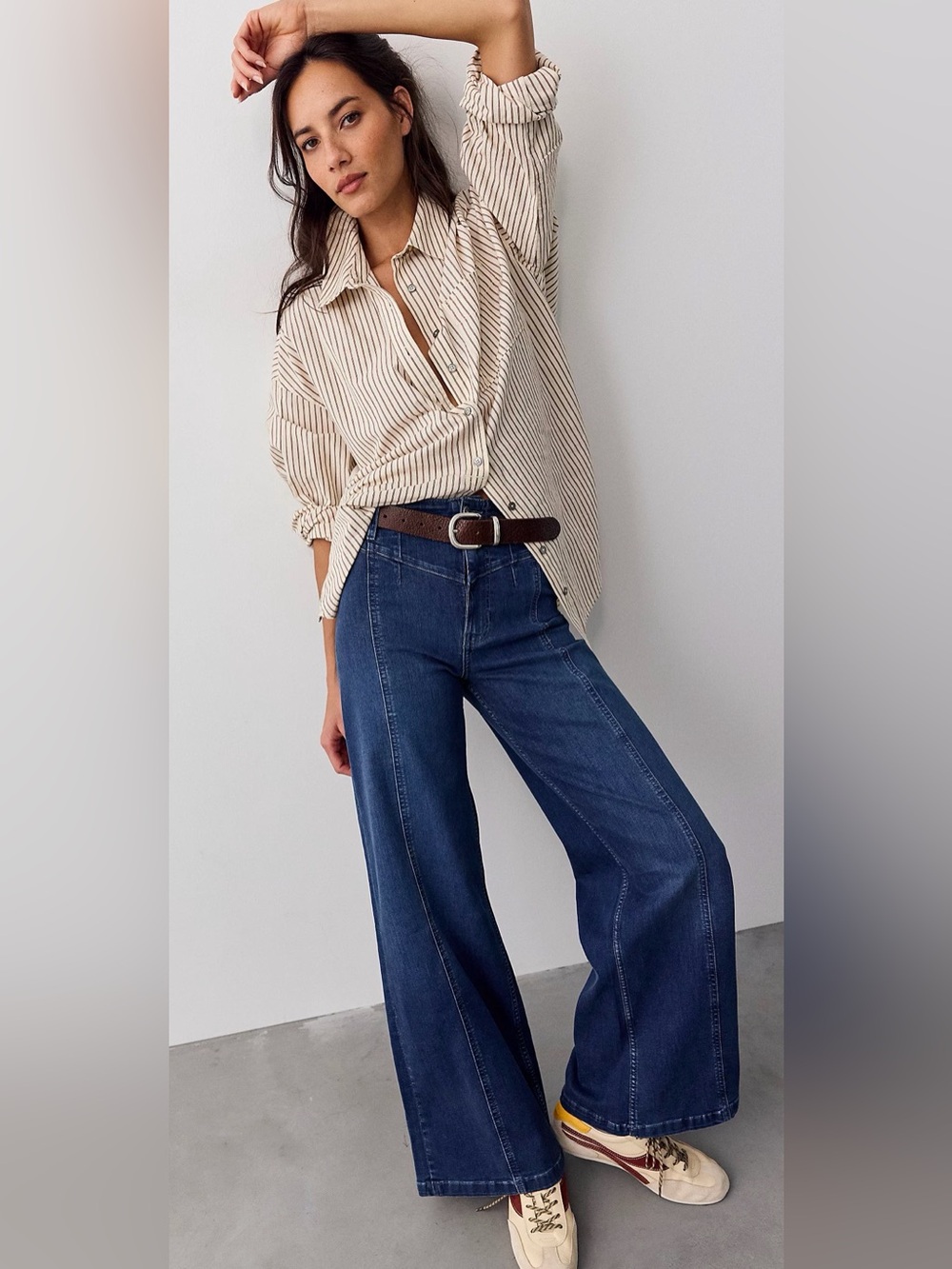 We the Free People 30 Libre Wide Leg Dark Blue Jeans Anthropologie NWOT $128